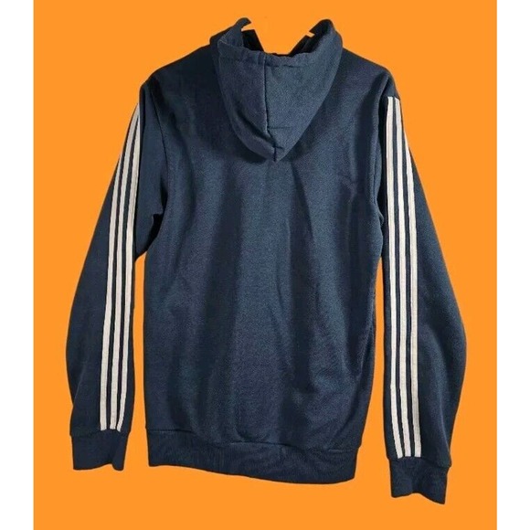 Adidas mens Essentials CB Fleece Hoodie Pullover Sweatshirt Medium Navy‎ Blue - Picture 2 of 4